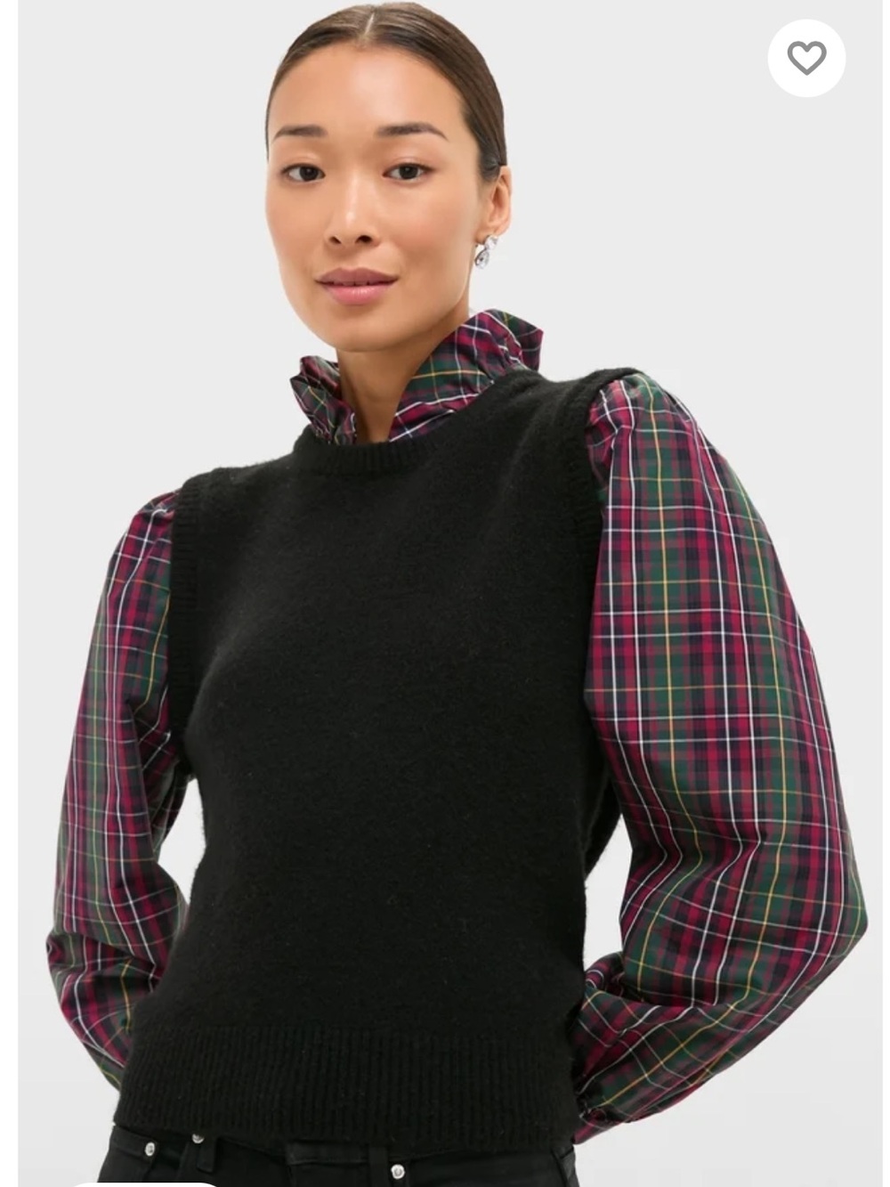 Tuckernuck Tartan plaid blouse red green black Sweater large